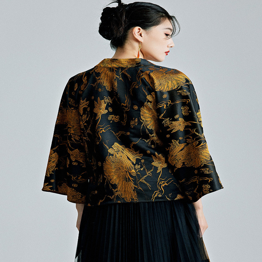 Moyu 2024 Spring Summer New Chinese Style Retro Improved Han Elements Jacquard Tea Clothes New Chinese Hanfu Top image 5