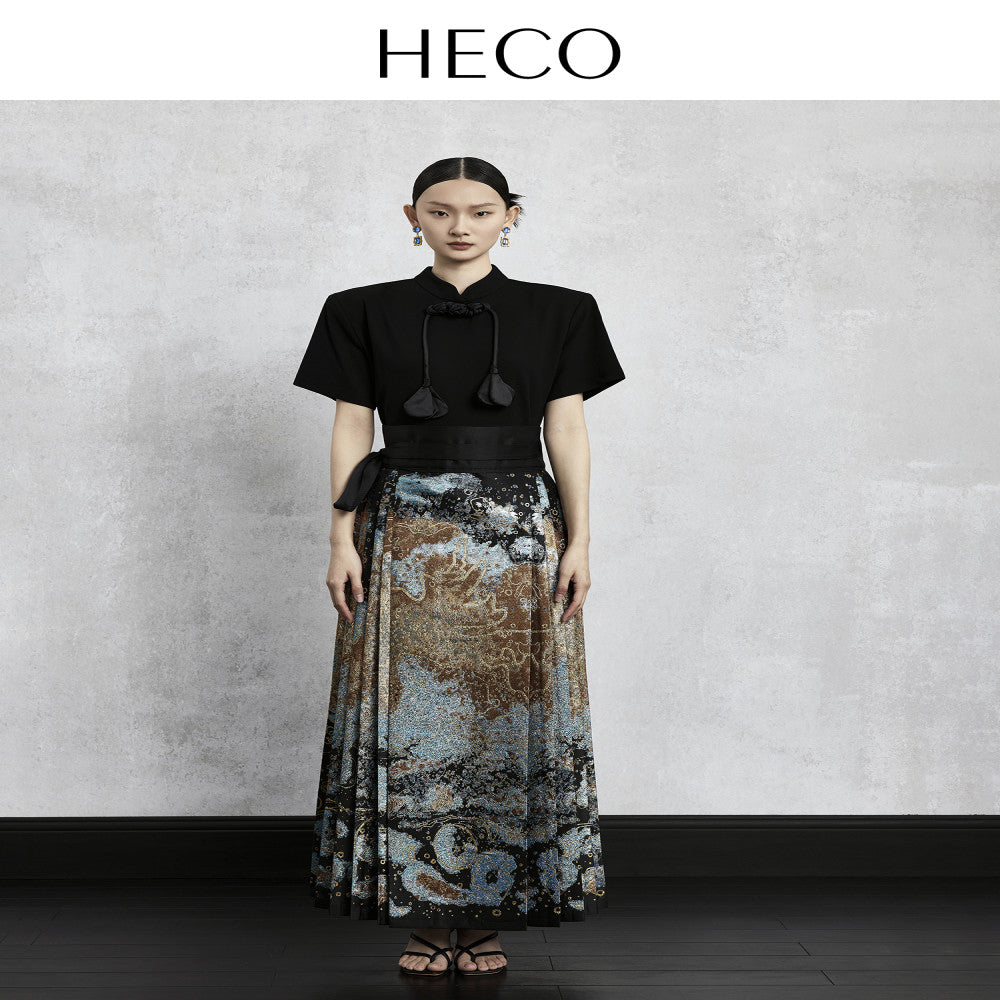 HECO Nebula Fantasy New Chinese style woven gold jacquard horse face skirt 2025 new style temperament high end half skirt image 13
