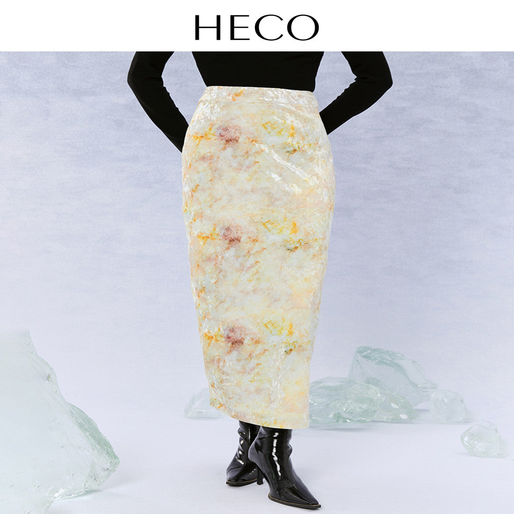 HECO Glass New Chinese Style Half length Skirt with High Waist Autumn 2025 New Women s High Waist Long Style Hip Wrapping Skirt image 13
