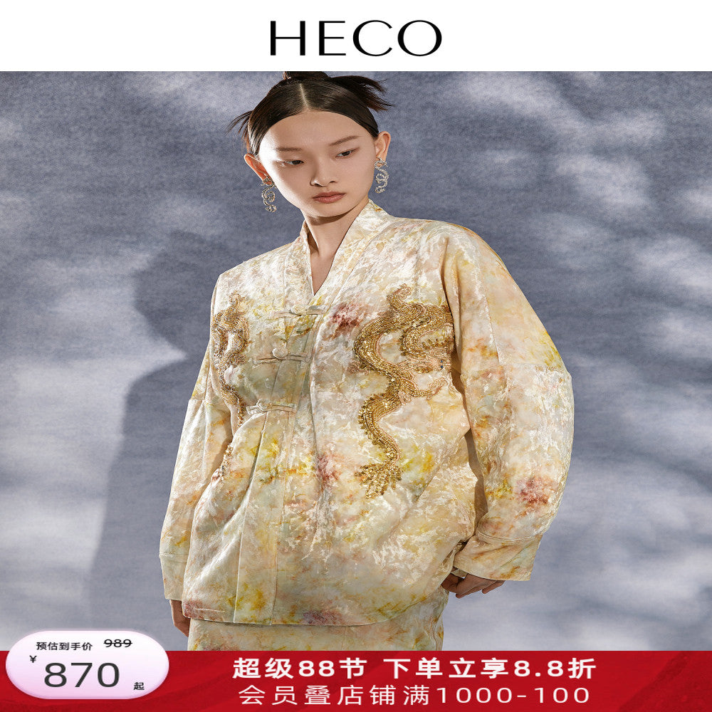 HECO Glass Cloud Dragon New Chinese Style Short Coat Autumn 2025 New Design Women s Top image 0