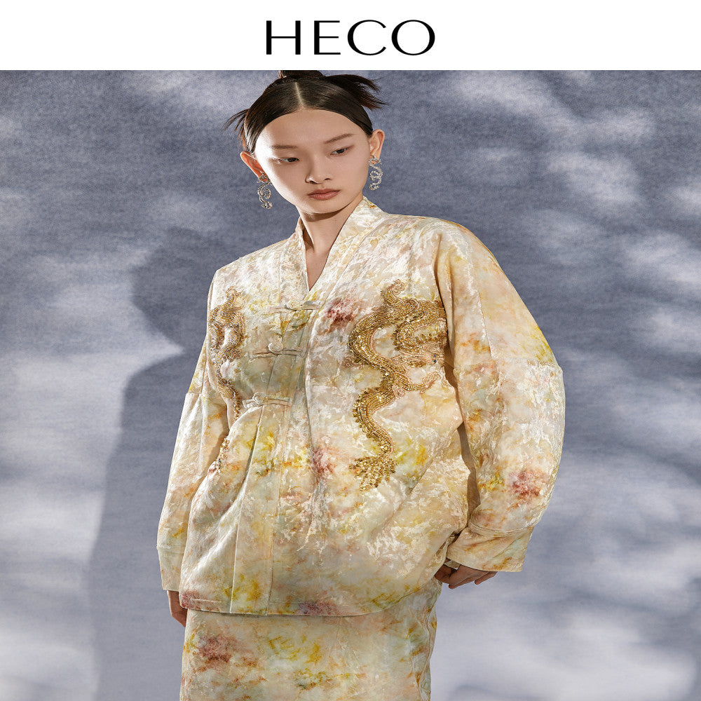 HECO Glass Cloud Dragon New Chinese Style Short Coat Autumn 2025 New Design Women s Top image 13