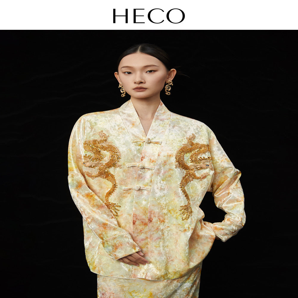 HECO Glass Cloud Dragon New Chinese Style Short Coat Autumn 2025 New Design Women s Top image 1