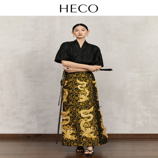 ASAYA3134 New Chinese Style Golden Dragon Year Horse Face Skirt