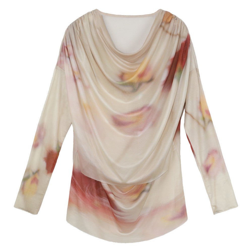 MANEatelier designer brand printed collar mesh top for women slim fit niche tattoo shirt base shirt image 12