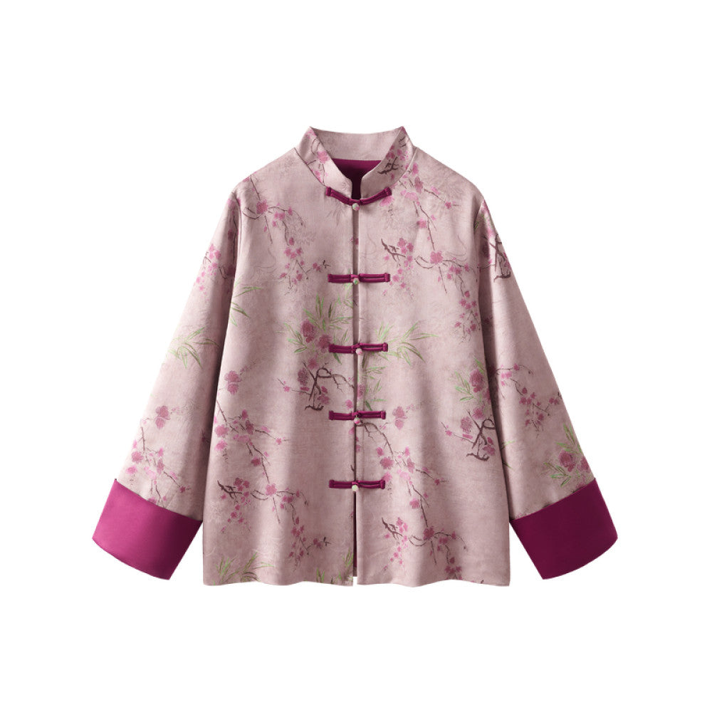 Mijia s high quality spring clothing for women in 2025 featuring a new stand up collar print for spring wear paired with a new Chinese style Chinese style jacket image 9