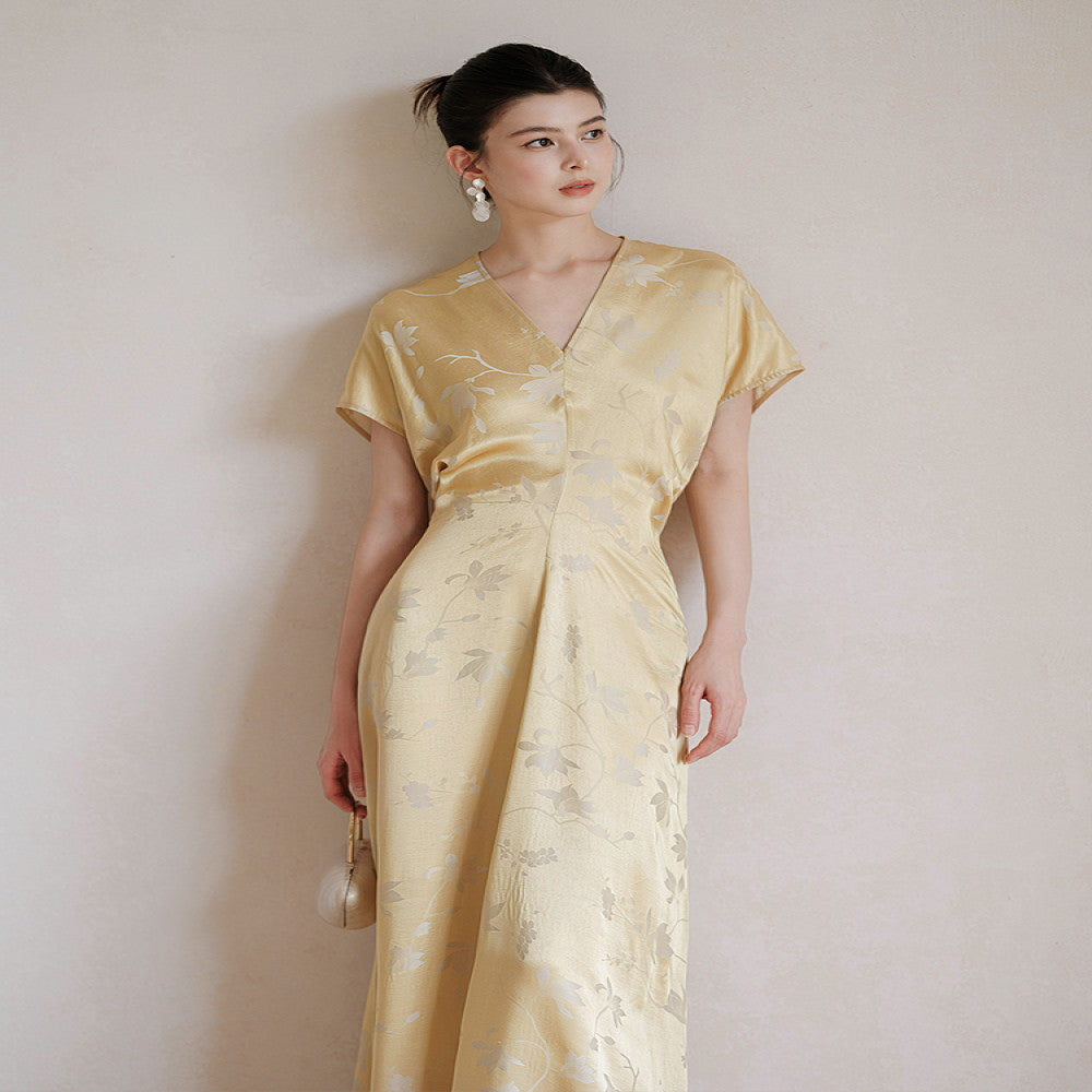 New Chinese style mulberry silk dress for women 25 summer clothes Chinese style high end feeling jacquard V neck silk long skirt image 21