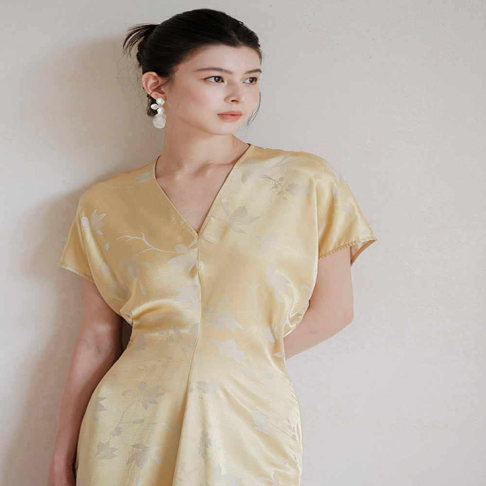 New Chinese style mulberry silk dress for women 25 summer clothes Chinese style high end feeling jacquard V neck silk long skirt image 1