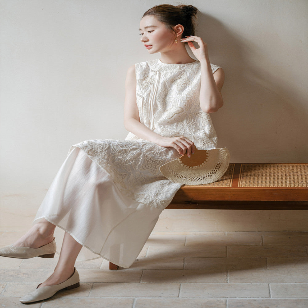 New Chinese style dress for women in the summer of 2025 with a retro and loose sloping collar and improved cheongsam image 1