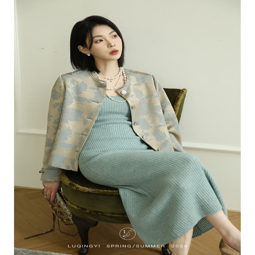 Lu Qingyi Original Fu Lan Gui New Chinese Jacquard Coat for Women Spring and Autumn Casual Wide Leg Pants Chinese Style Set image 5