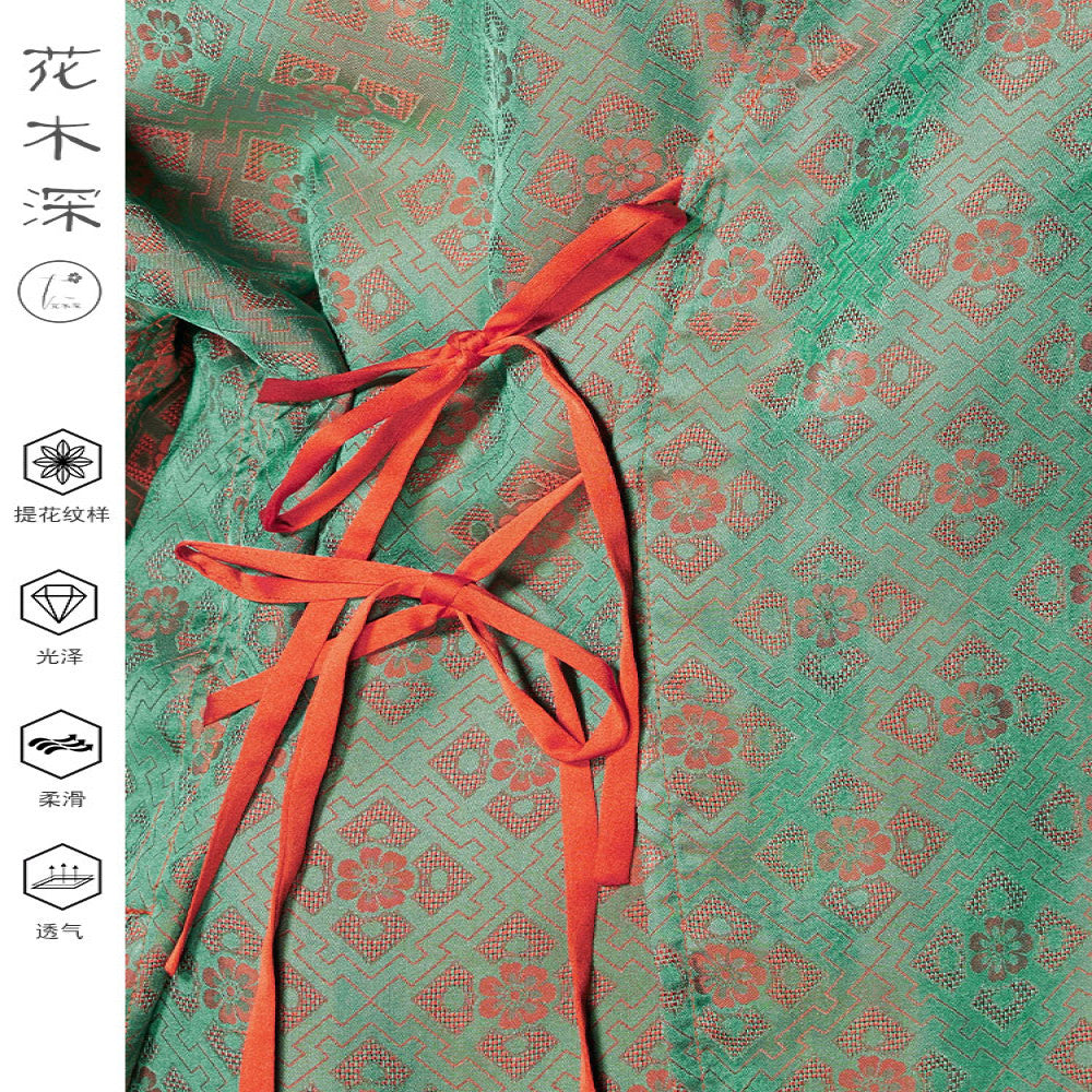 Huamu Shen new Chinese style buttoned jacket new cross collar oblique lapel cardigan improved short jacket national style lace jacquard top image 3