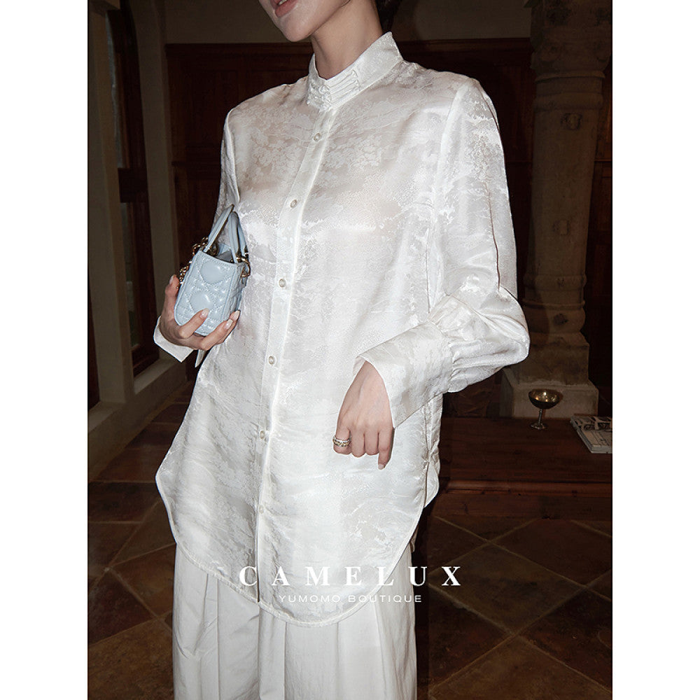 Camelux silk linen summer Chinese style linen hand embroidered beaded vest silk jacquard shirt image 9