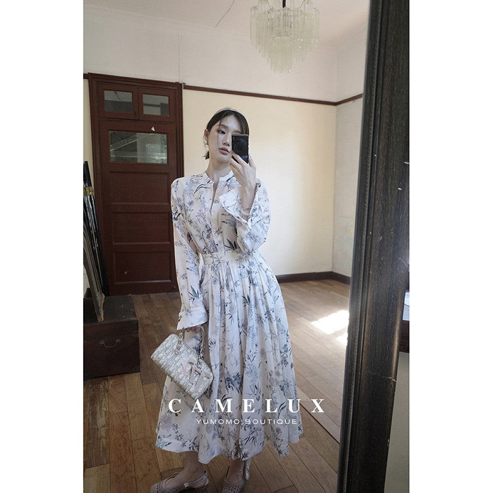 Linqi Painting Custom Light and Thin 60 Thread Combed Cotton Heavy Industry Direct Spray Printed Chinese style Shirt Strap Skirt image 12