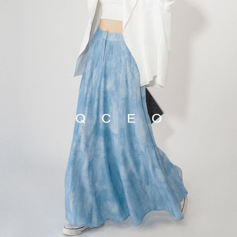 QCEO Knock Versatile Du Home Original Design High end New Chinese style Dyeing Fish Tail A line Skirt Half length Skirt Long Skirt image 10