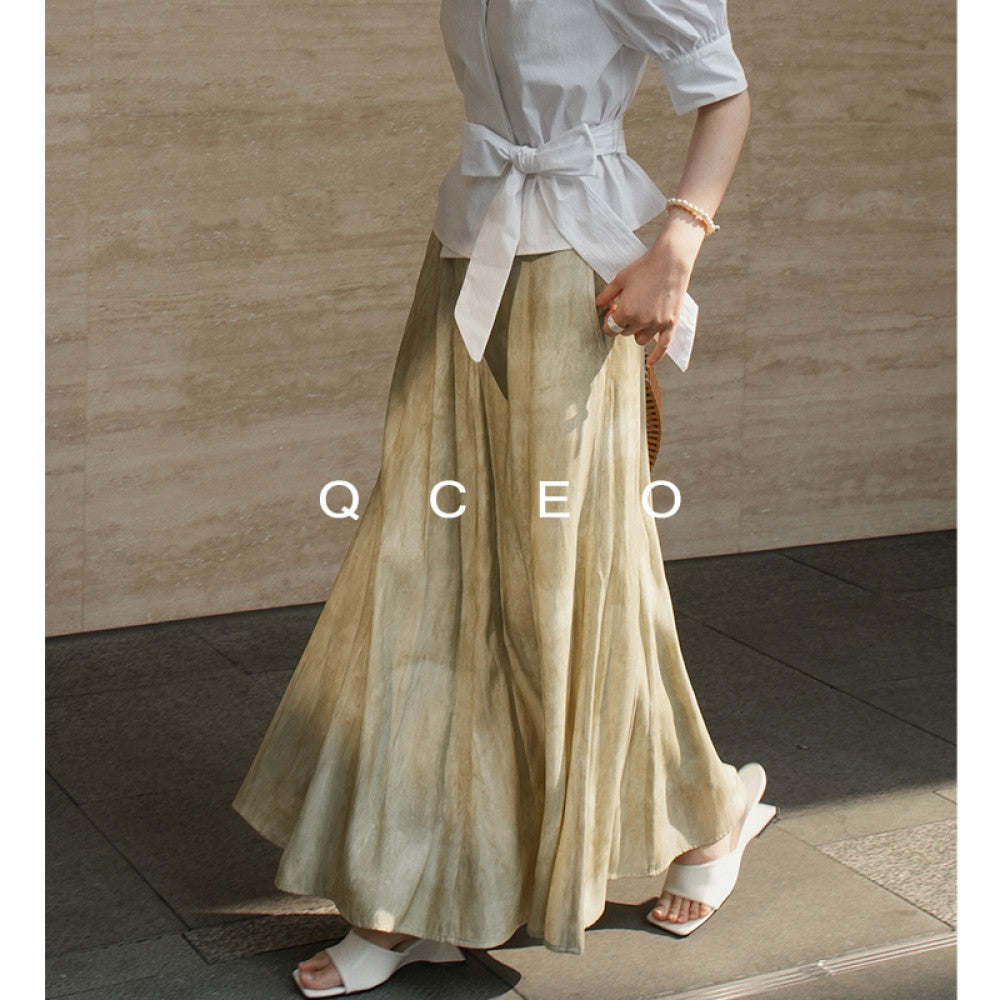 QCEO Knock Versatile Du Home Original Design High end New Chinese style Dyeing Fish Tail A line Skirt Half length Skirt Long Skirt image 14