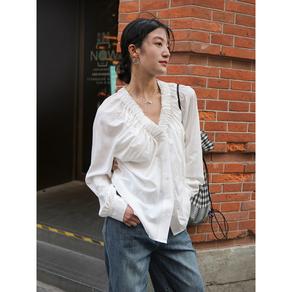 Suzhou high tech microporous yarn cool fabric quick drying anti pilling V neck shirt top SUPERSCAPE image 7