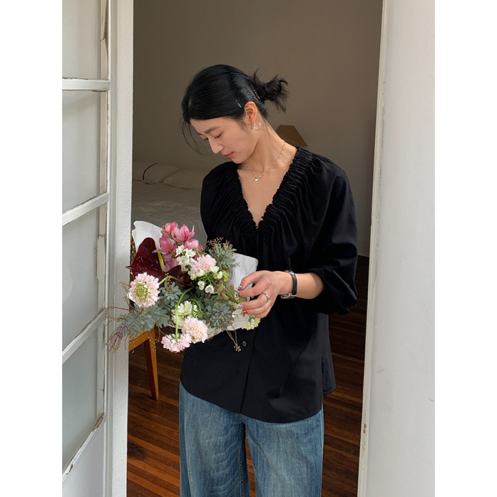 Suzhou high tech microporous yarn cool fabric quick drying anti pilling V neck shirt top SUPERSCAPE image 22