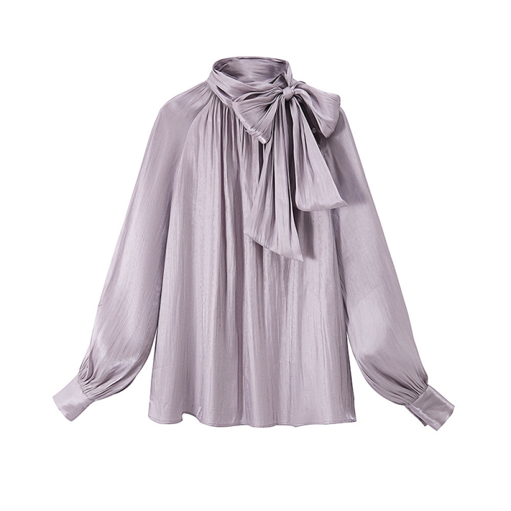 Someone Sometimes Original Tied and pleated loose shoulder long sleeved shirt for women independent designer style image 11