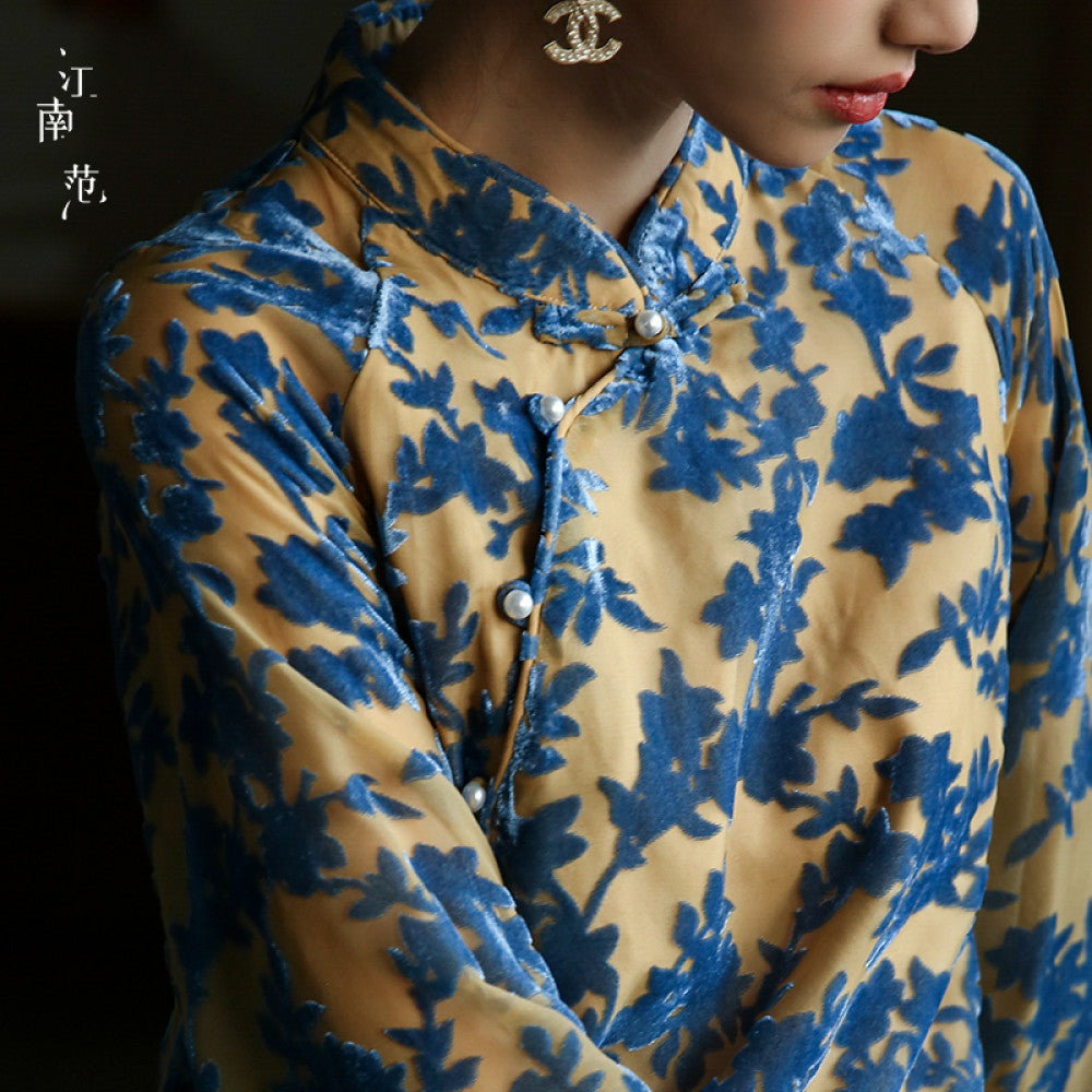 Jiangnan style new Chinese retro improved cheongsam top for young girls single piece velvet Tang style small shirt for spring and autumn image 18