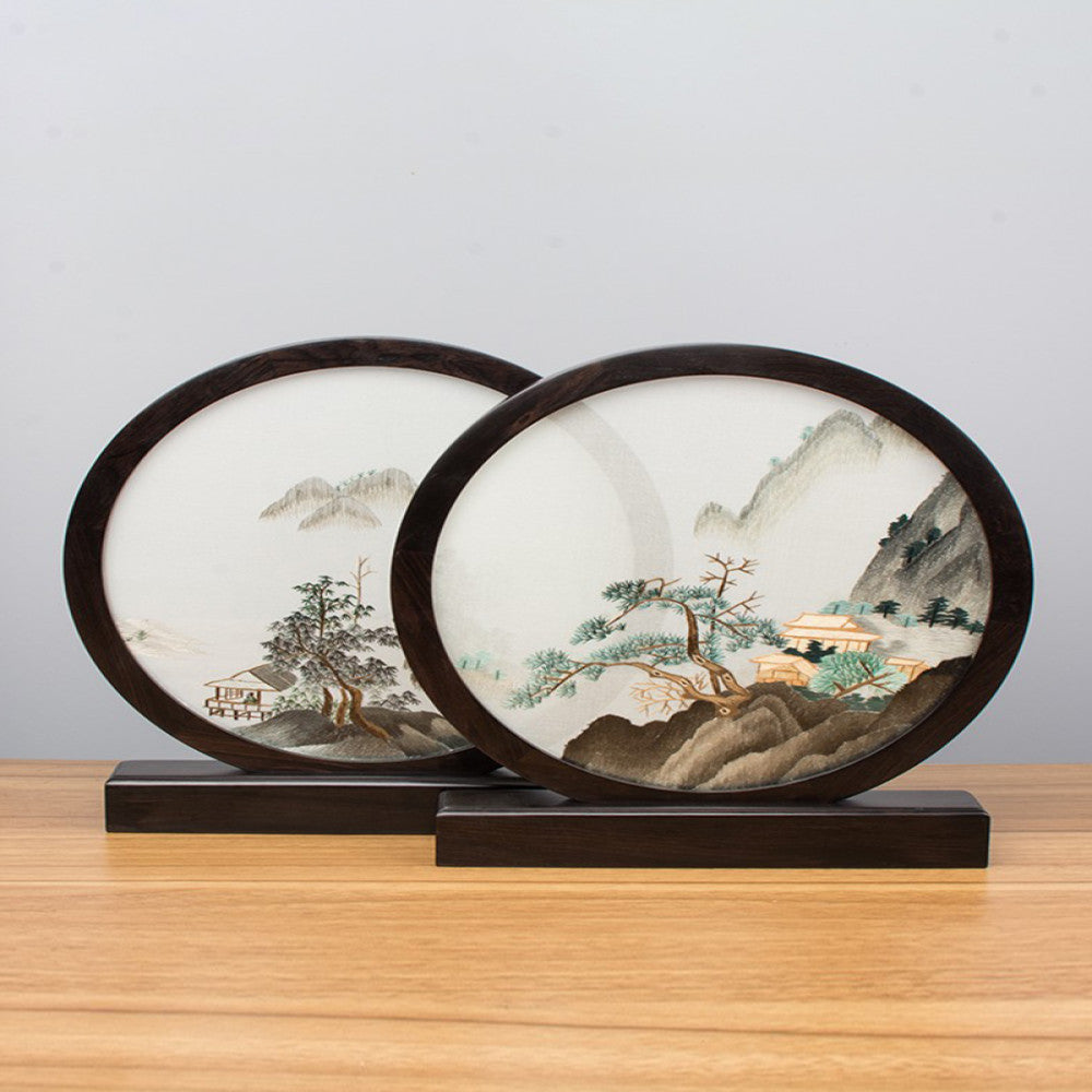 Embroidery ornament Suzhou double sided embroidery desktop ornament creative table embroidery beautiful retro table screen Chinese style business gift image 121