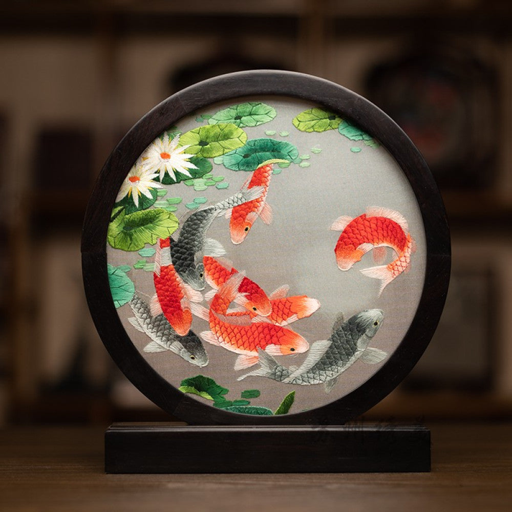 Embroidery ornament Suzhou double sided embroidery desktop ornament creative table embroidery beautiful retro table screen Chinese style business gift image 137