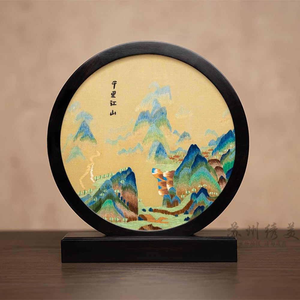 Embroidery ornament Suzhou double sided embroidery desktop ornament creative table embroidery beautiful retro table screen Chinese style business gift image 155