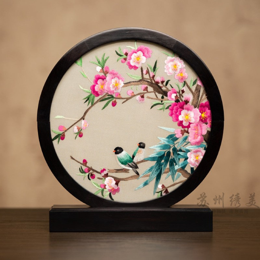 Embroidery ornament Suzhou double sided embroidery desktop ornament creative table embroidery beautiful retro table screen Chinese style business gift image 156