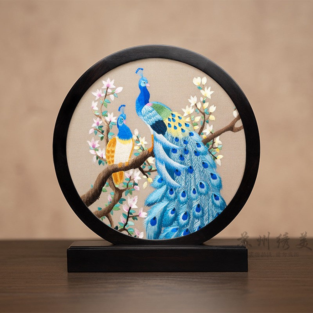 Embroidery ornament Suzhou double sided embroidery desktop ornament creative table embroidery beautiful retro table screen Chinese style business gift image 165