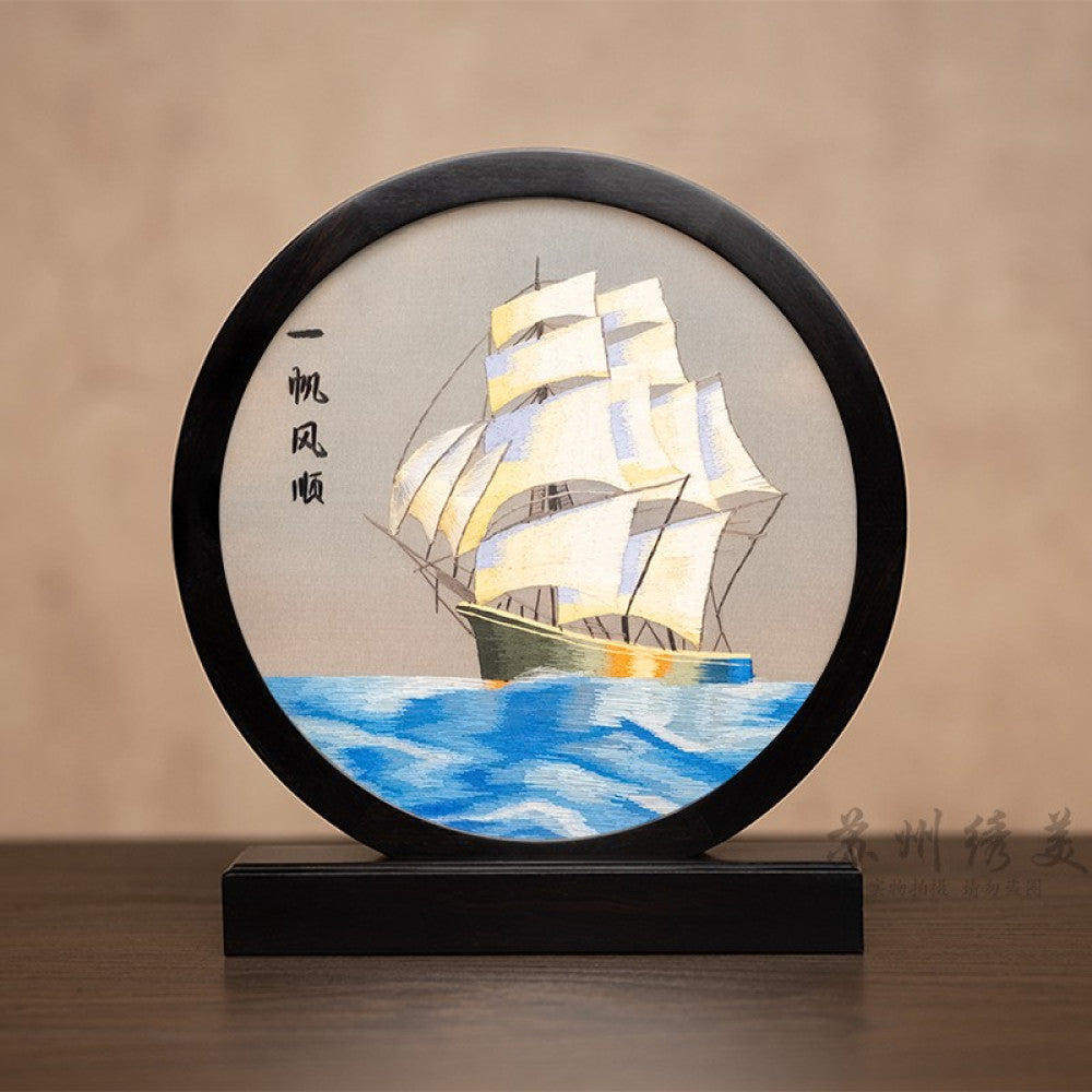 Embroidery ornament Suzhou double sided embroidery desktop ornament creative table embroidery beautiful retro table screen Chinese style business gift image 2