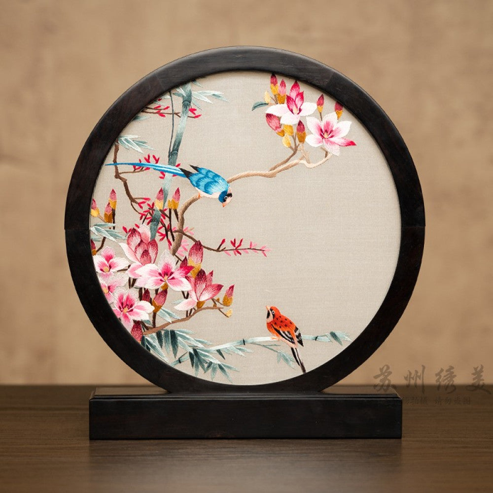 Embroidery ornament Suzhou double sided embroidery desktop ornament creative table embroidery beautiful retro table screen Chinese style business gift image 18