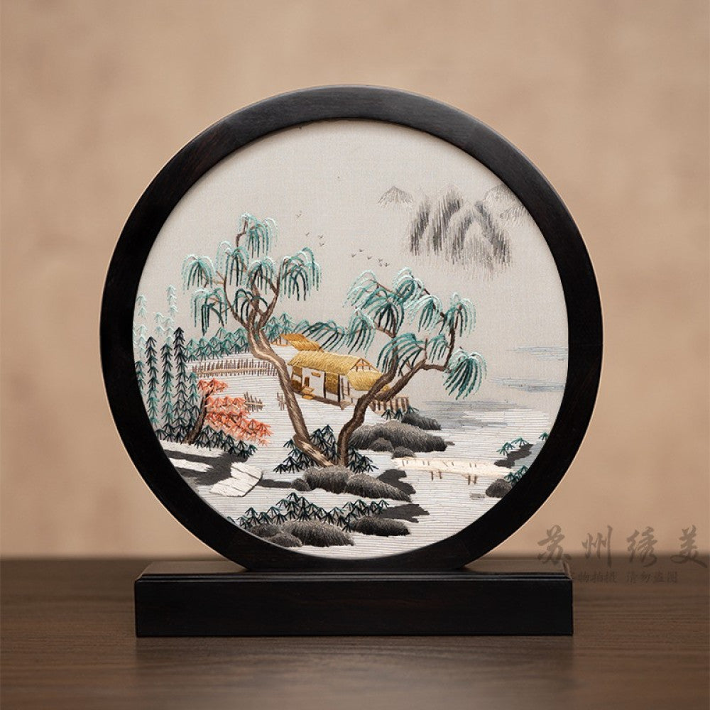 Embroidery ornament Suzhou double sided embroidery desktop ornament creative table embroidery beautiful retro table screen Chinese style business gift image 28