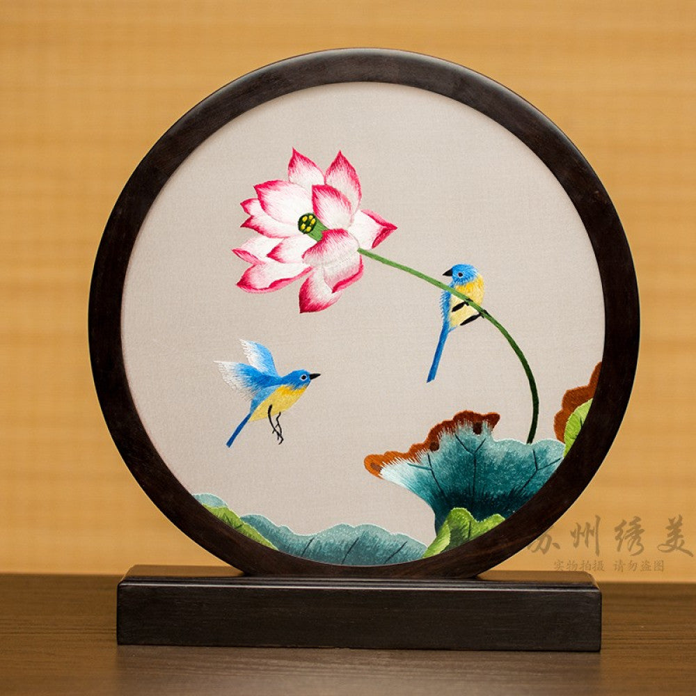 ASAYA3041 Embroidery ornaments Suzhou double-sided embroidery desktop ornaments creative table embroidery beauty retro table screen