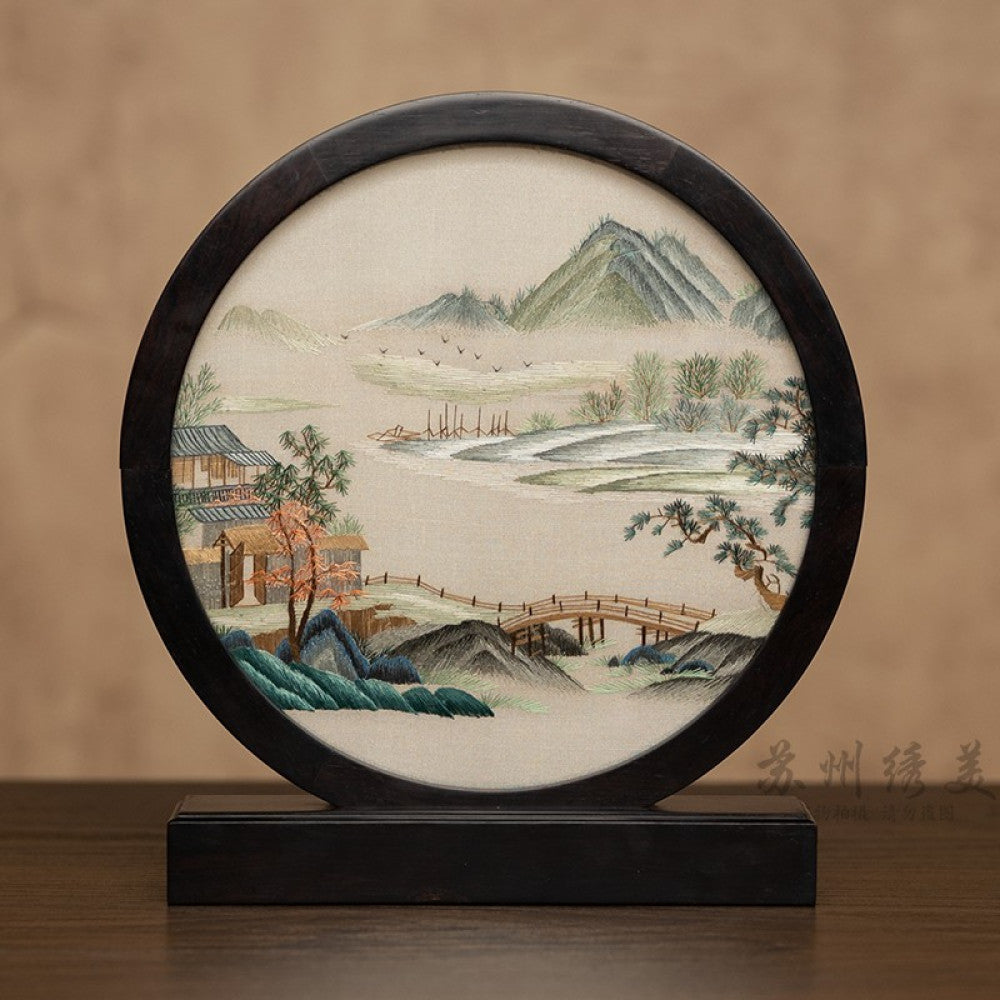 Embroidery ornament Suzhou double sided embroidery desktop ornament creative table embroidery beautiful retro table screen Chinese style business gift image 44