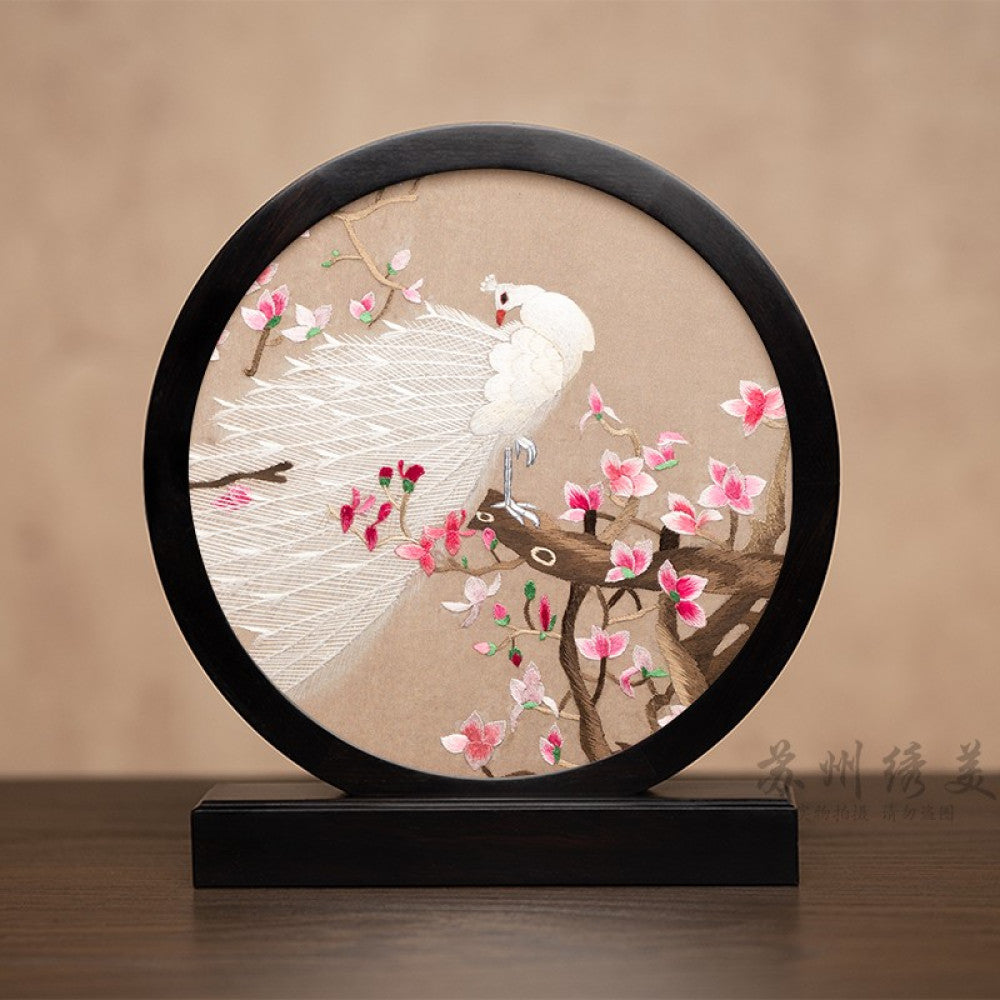 Embroidery ornament Suzhou double sided embroidery desktop ornament creative table embroidery beautiful retro table screen Chinese style business gift image 48