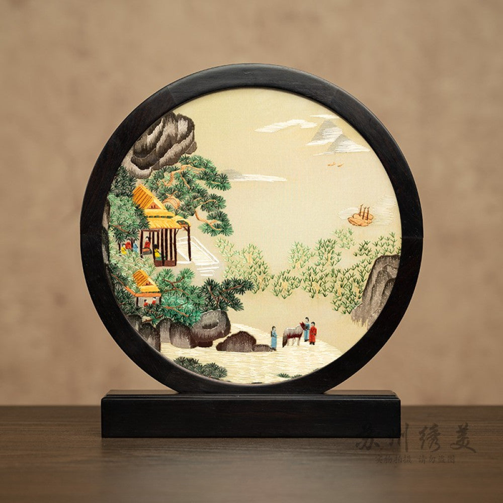 Embroidery ornament Suzhou double sided embroidery desktop ornament creative table embroidery beautiful retro table screen Chinese style business gift image 52