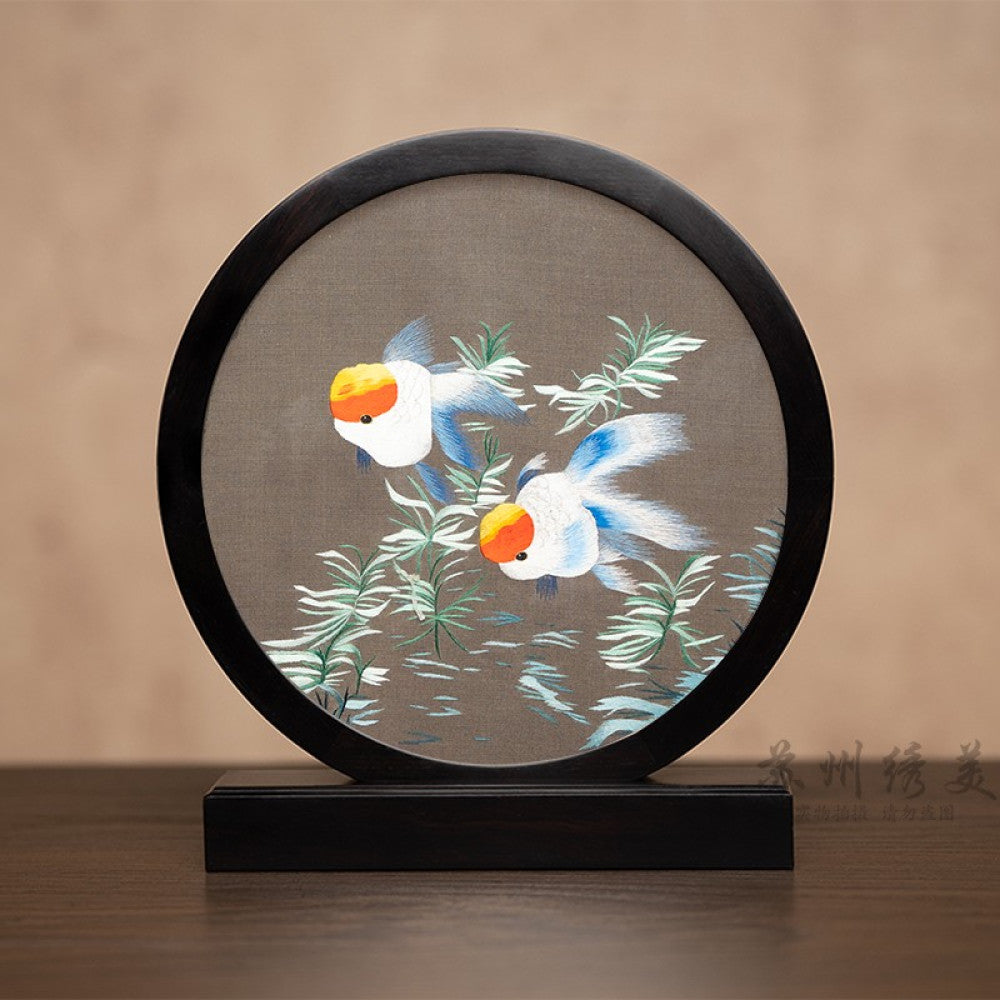 Embroidery ornament Suzhou double sided embroidery desktop ornament creative table embroidery beautiful retro table screen Chinese style business gift image 53