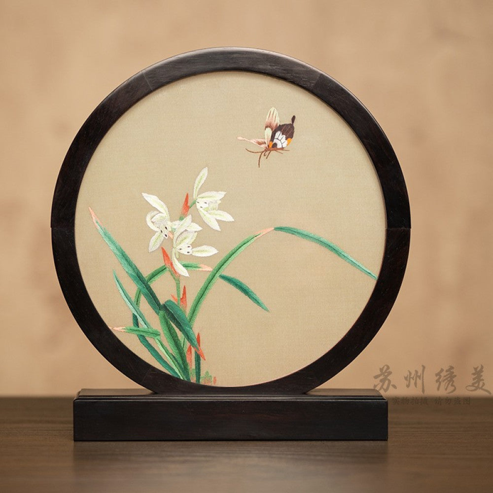 ASAYA3041 Embroidery ornaments Suzhou double-sided embroidery desktop ornaments creative table embroidery beauty retro table screen