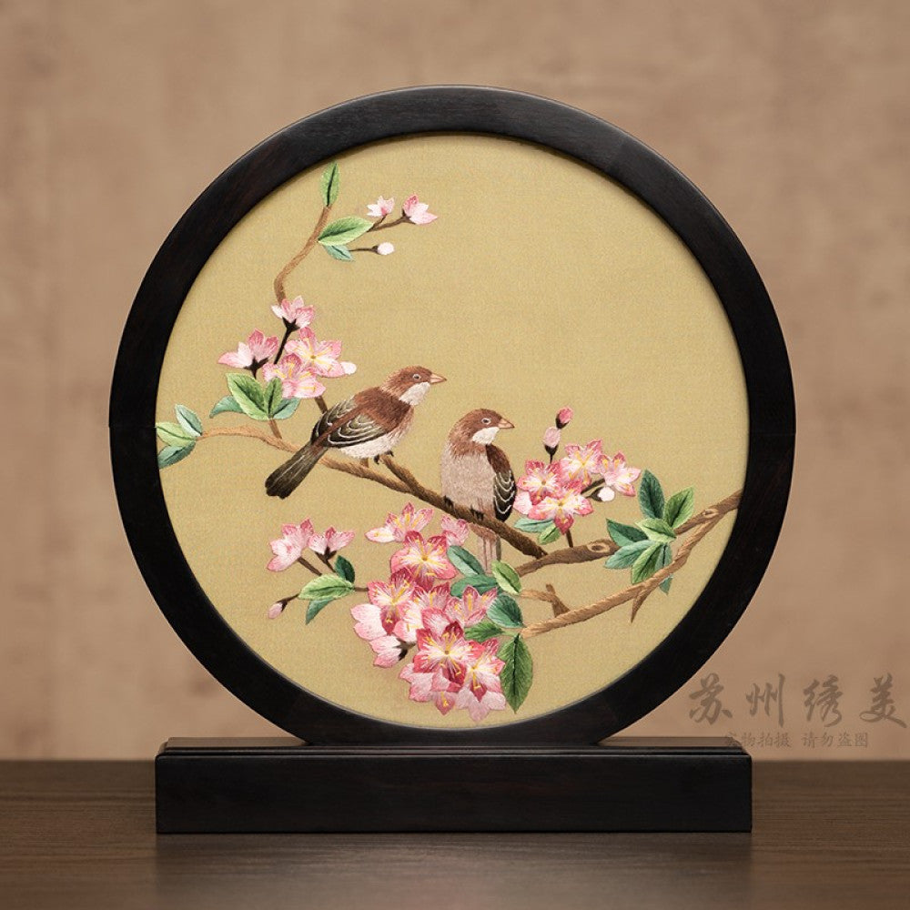 Embroidery ornament Suzhou double sided embroidery desktop ornament creative table embroidery beautiful retro table screen Chinese style business gift image 75