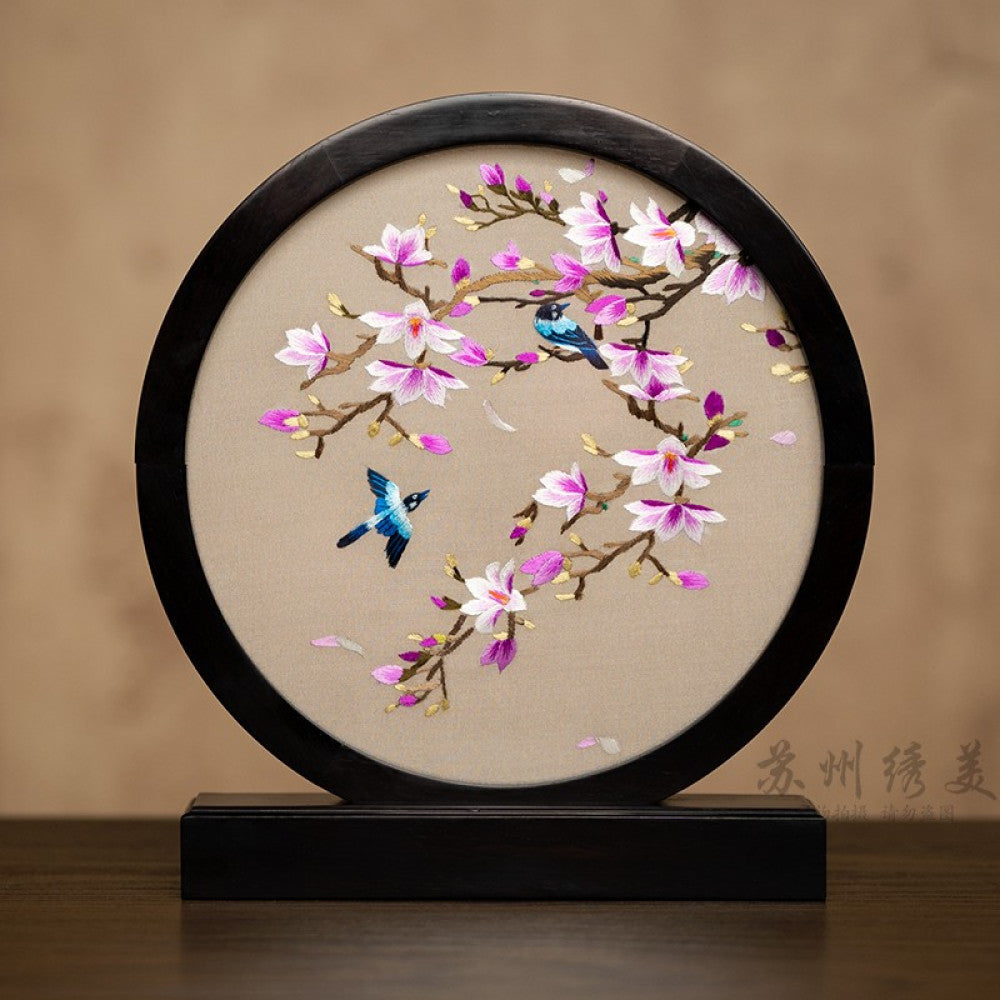 Embroidery ornament Suzhou double sided embroidery desktop ornament creative table embroidery beautiful retro table screen Chinese style business gift image 82