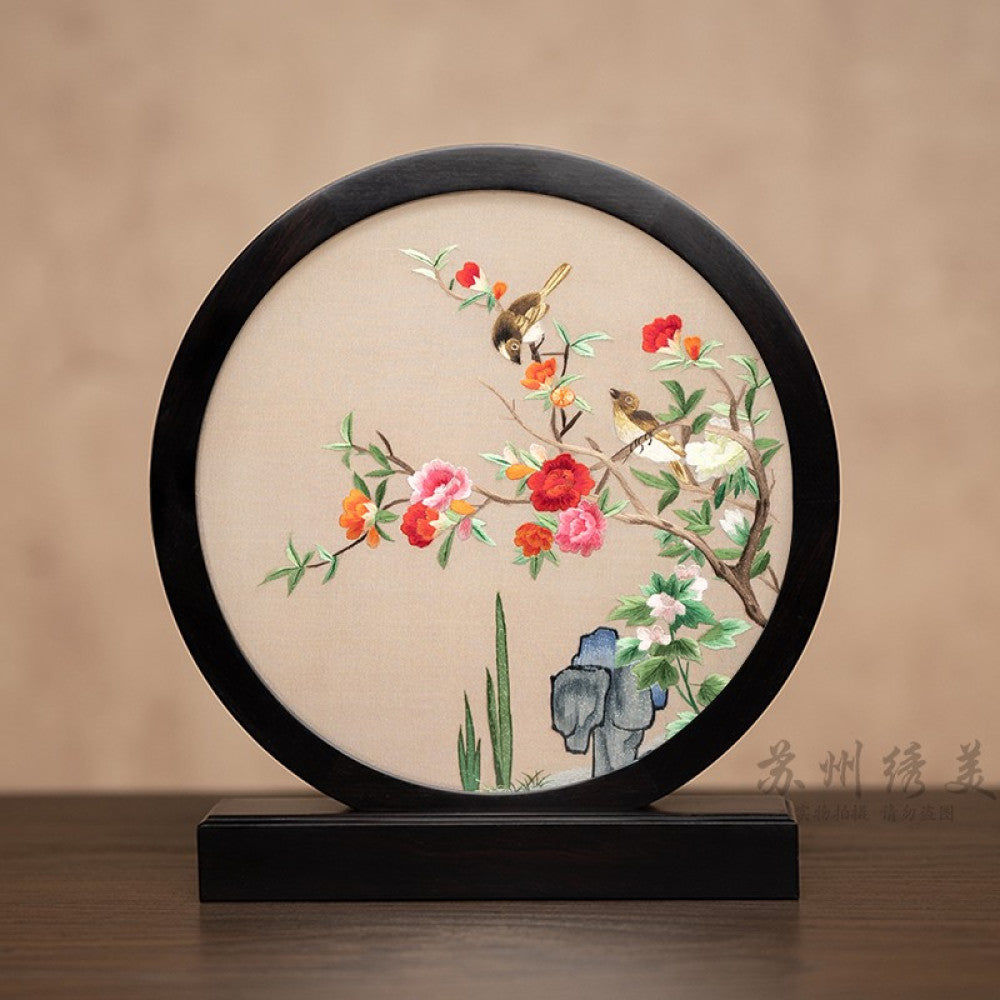 ASAYA3041 Embroidery ornaments Suzhou double-sided embroidery desktop ornaments creative table embroidery beauty retro table screen
