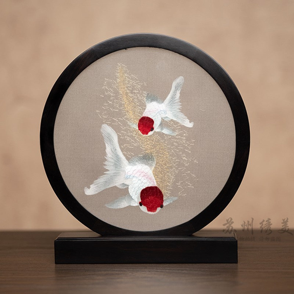 Embroidery ornament Suzhou double sided embroidery desktop ornament creative table embroidery beautiful retro table screen Chinese style business gift image 91