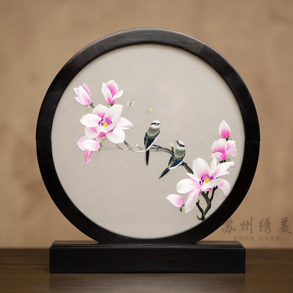 Embroidery ornament Suzhou double sided embroidery desktop ornament creative table embroidery beautiful retro table screen Chinese style business gift image 97
