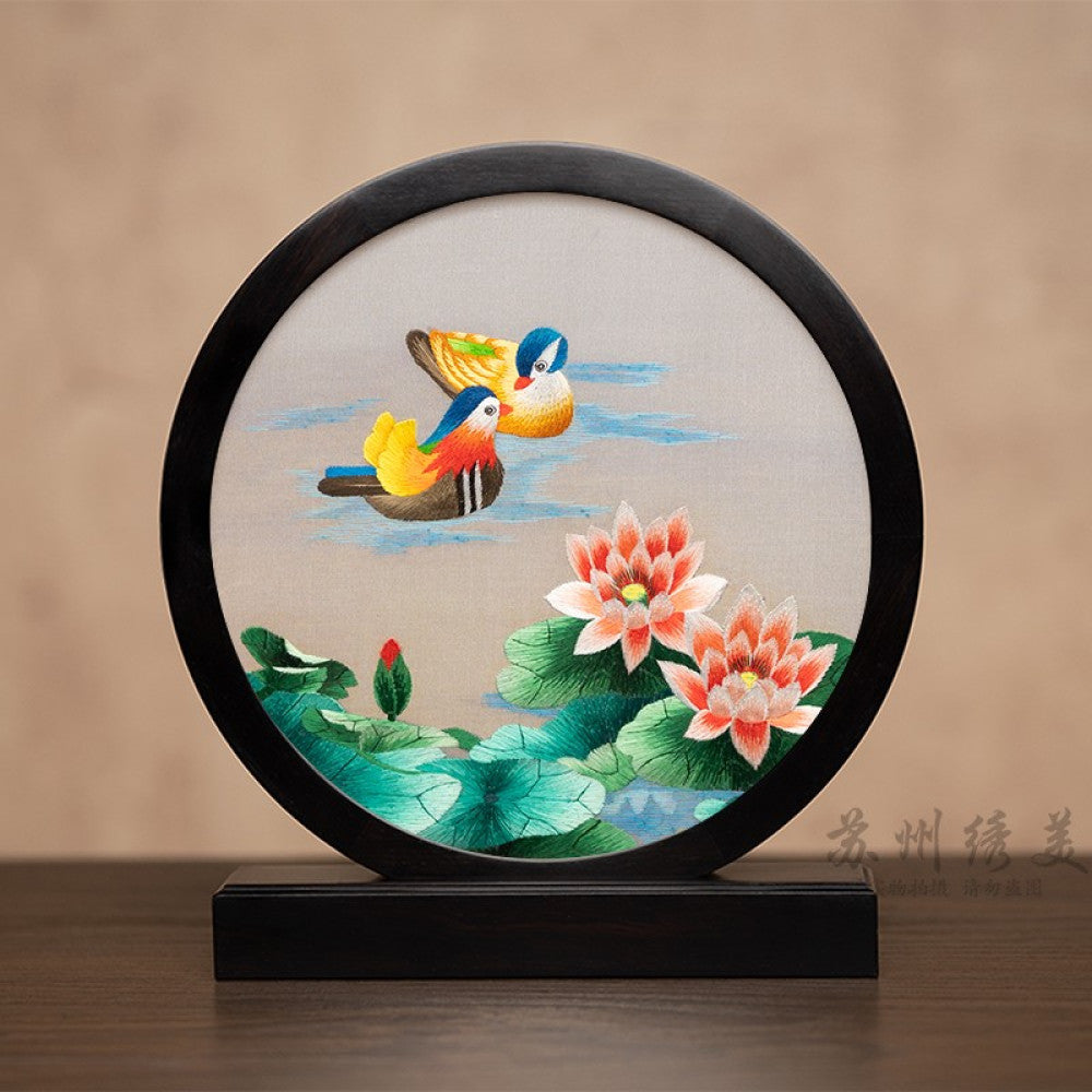 Embroidery ornament Suzhou double sided embroidery desktop ornament creative table embroidery beautiful retro table screen Chinese style business gift image 100