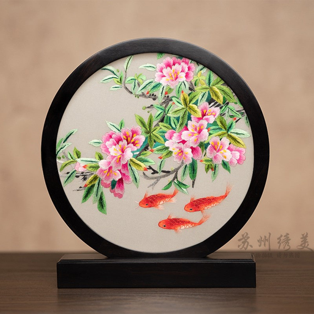 Embroidery ornament Suzhou double sided embroidery desktop ornament creative table embroidery beautiful retro table screen Chinese style business gift image 104