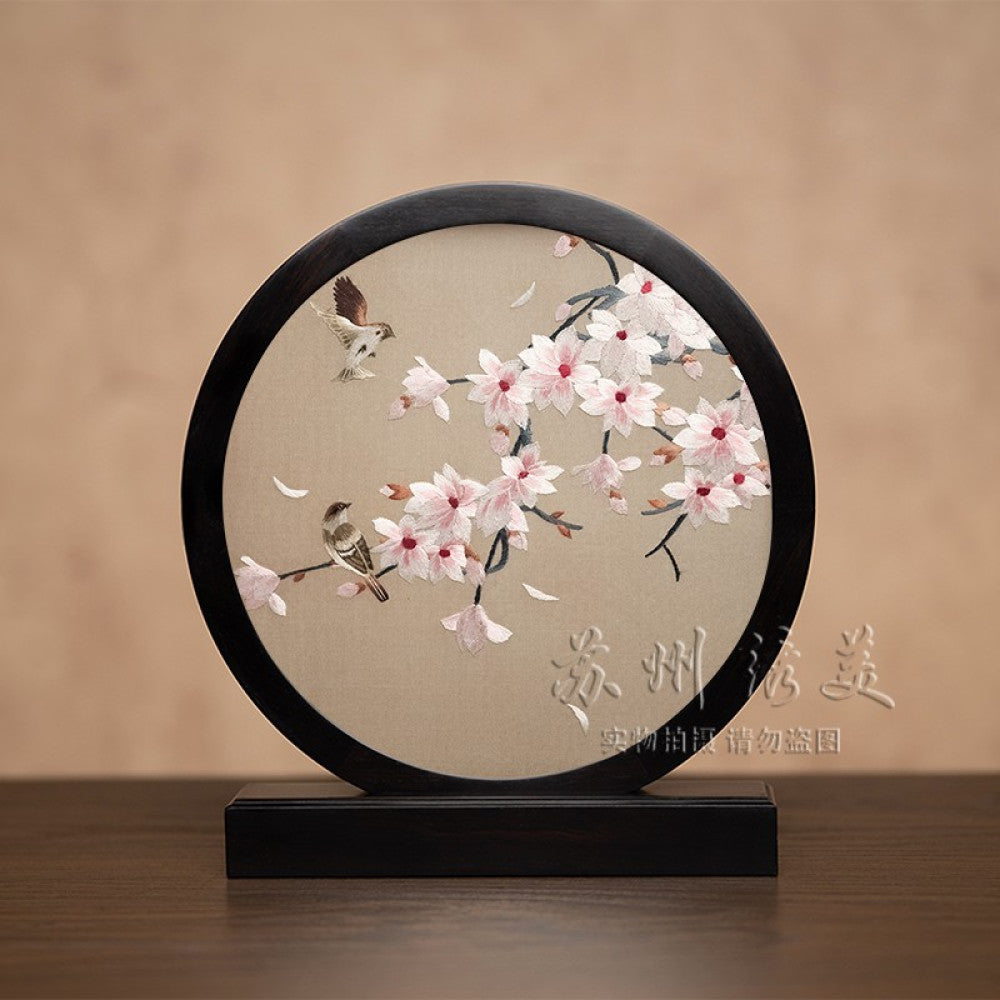 ASAYA3041 Embroidery ornaments Suzhou double-sided embroidery desktop ornaments creative table embroidery beauty retro table screen