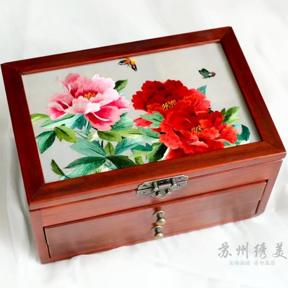 ASAYA3040 Embroidered jewelry box Chinese classical Suzhou embroidery solid wood storage box