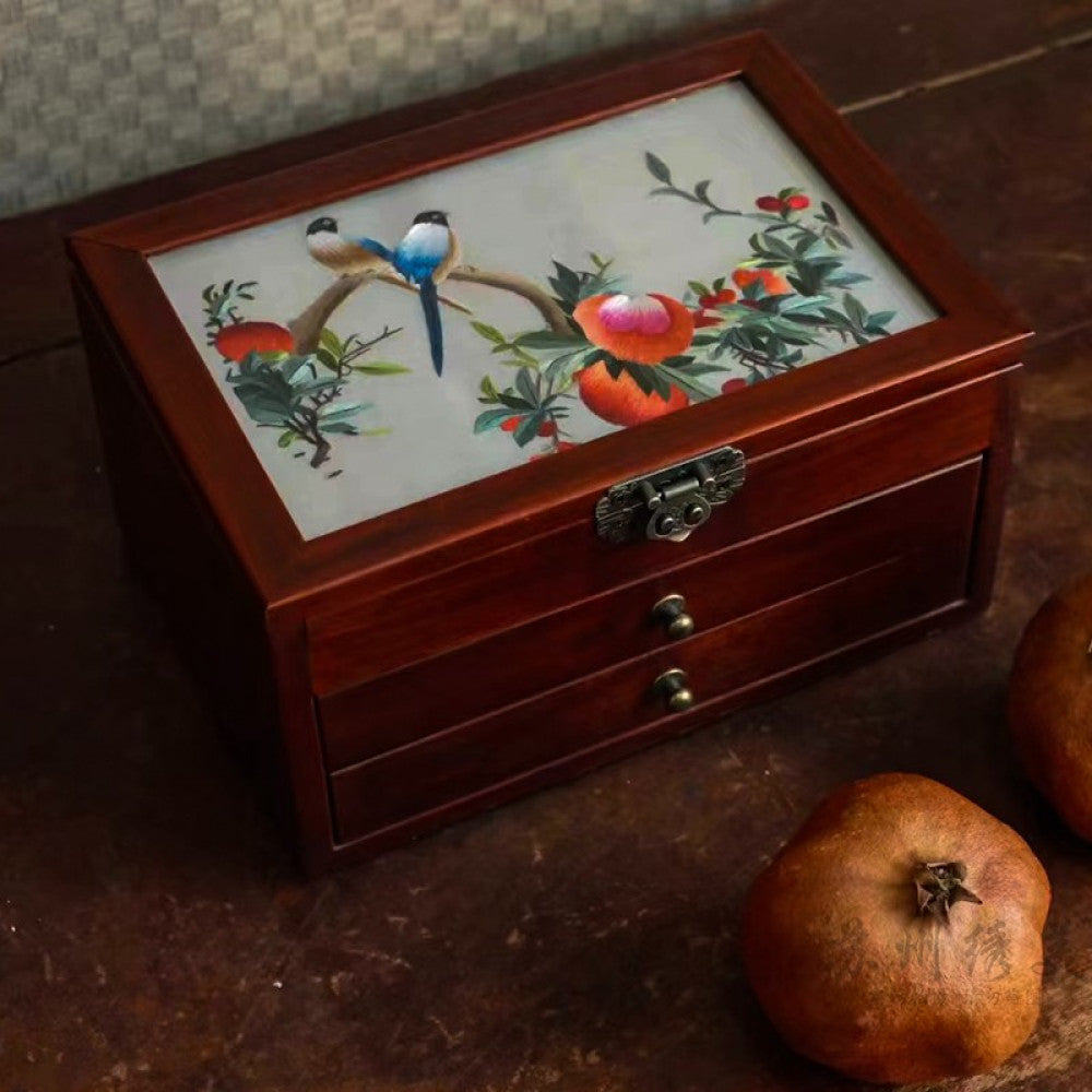 ASAYA3040 Embroidered jewelry box Chinese classical Suzhou embroidery solid wood storage box