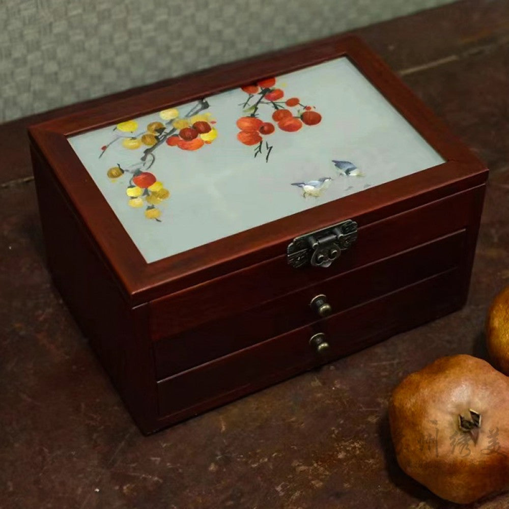 Embroidery jewelry box Chinese classical Suzhou embroidery solid wood storage box accessory three layer storage Suzhou embroidery beauty specialty gift image 16