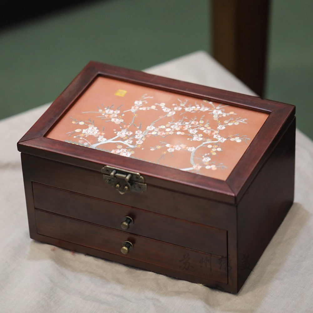 ASAYA3040 Embroidered jewelry box Chinese classical Suzhou embroidery solid wood storage box