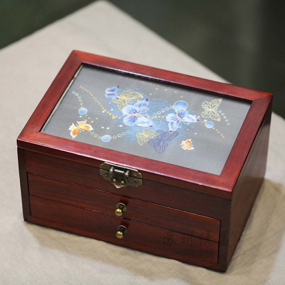 ASAYA3040 Embroidered jewelry box Chinese classical Suzhou embroidery solid wood storage box