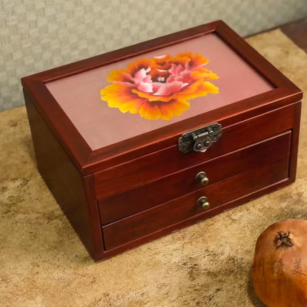 Embroidery jewelry box Chinese classical Suzhou embroidery solid wood storage box accessory three layer storage Suzhou embroidery beauty specialty gift image 50